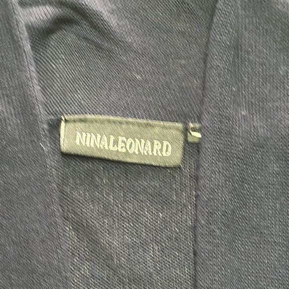 Nina Leonard Navy Blue open front sweater size Large - Picture 3 of 4
